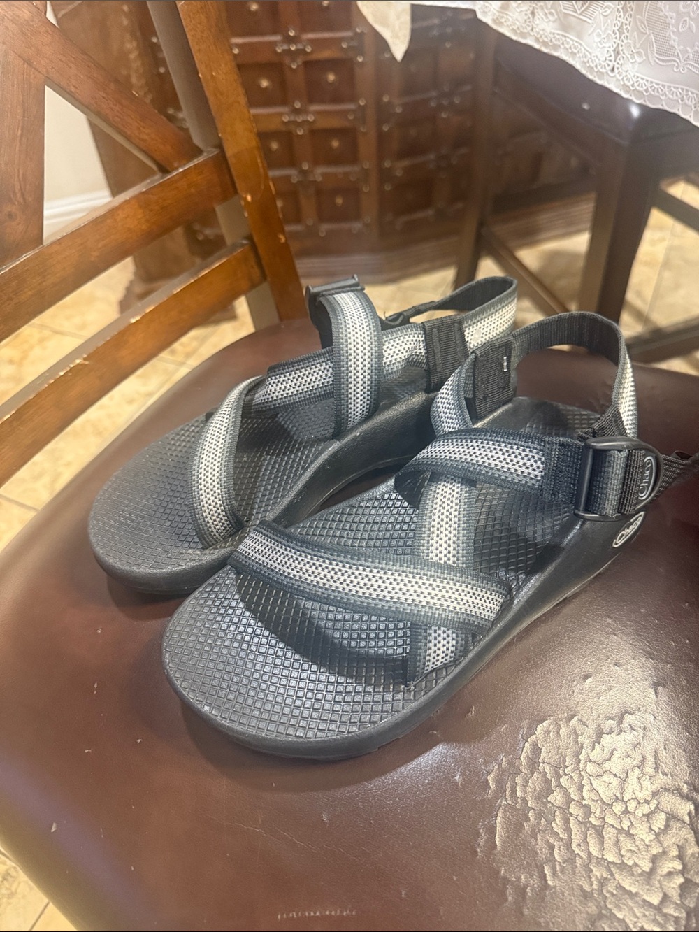 Chaco Black and Gray Adjustable Sport Sandals